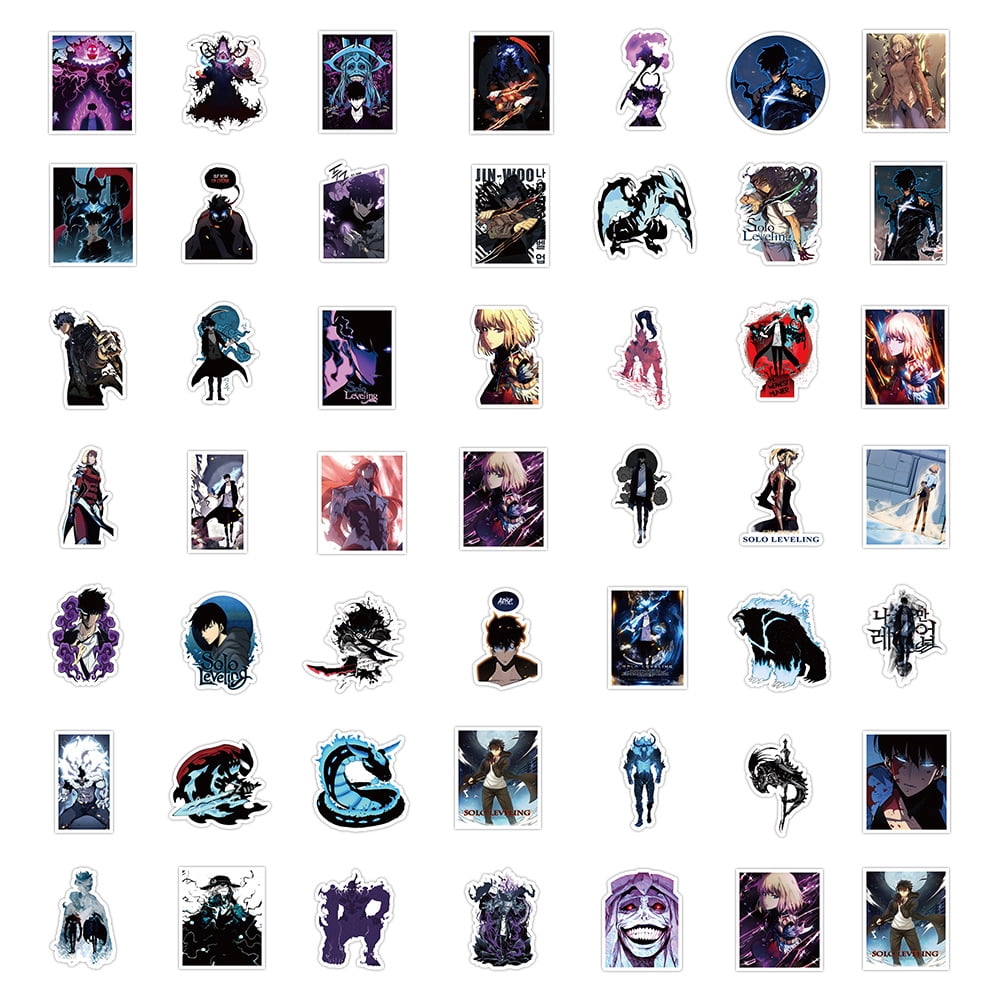 Yejue 50pcs Solo Leveling Stickers Japan Anime Vinyl Waterproof Stickers for Laptop Skateboard Water Bottles Computer Phone