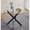 Black + Glass+Metal, variant on Black Dining Table with cross metal leg and tempered glass,Modern Space Saving Kitchen Table for Living Room   WL RR