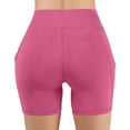 thumbnail image 5 of Roncen Women's High-Waisted Yoga Shorts - Tummy Control Workout Shorts with Pockets - Solid Color Stretchy Gym & Running Bottoms, 5 of 8
