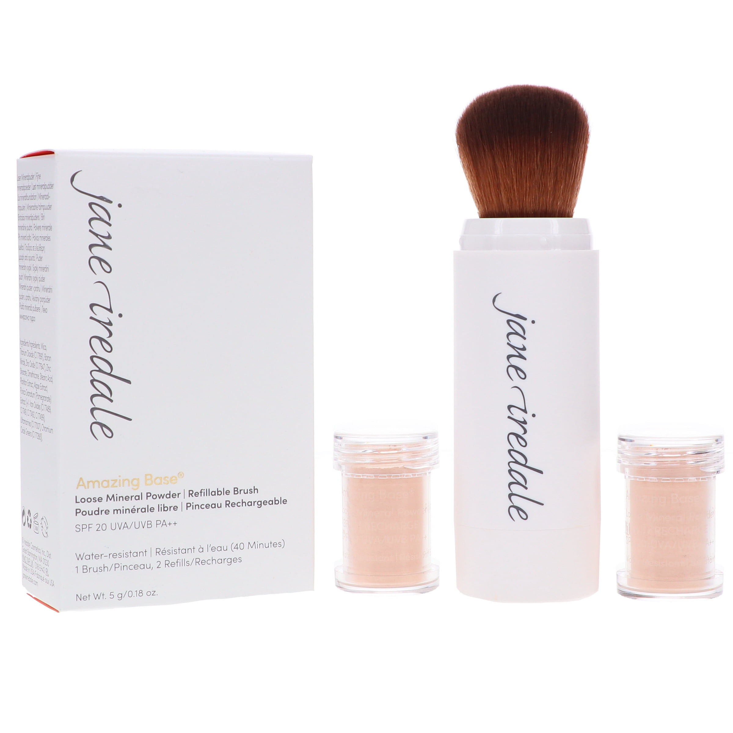 jane iredale Amazing Base Loose Mineral Powder Refillable Brush Light Beige 0.18 oz
