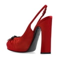 thumbnail image 4 of XYD Women Round Toe Platform Slip On Pumps Bows Slingback Strap Buckle Block High Heels Evening Dress Prom Shoes Size 7 Red, 4 of 4