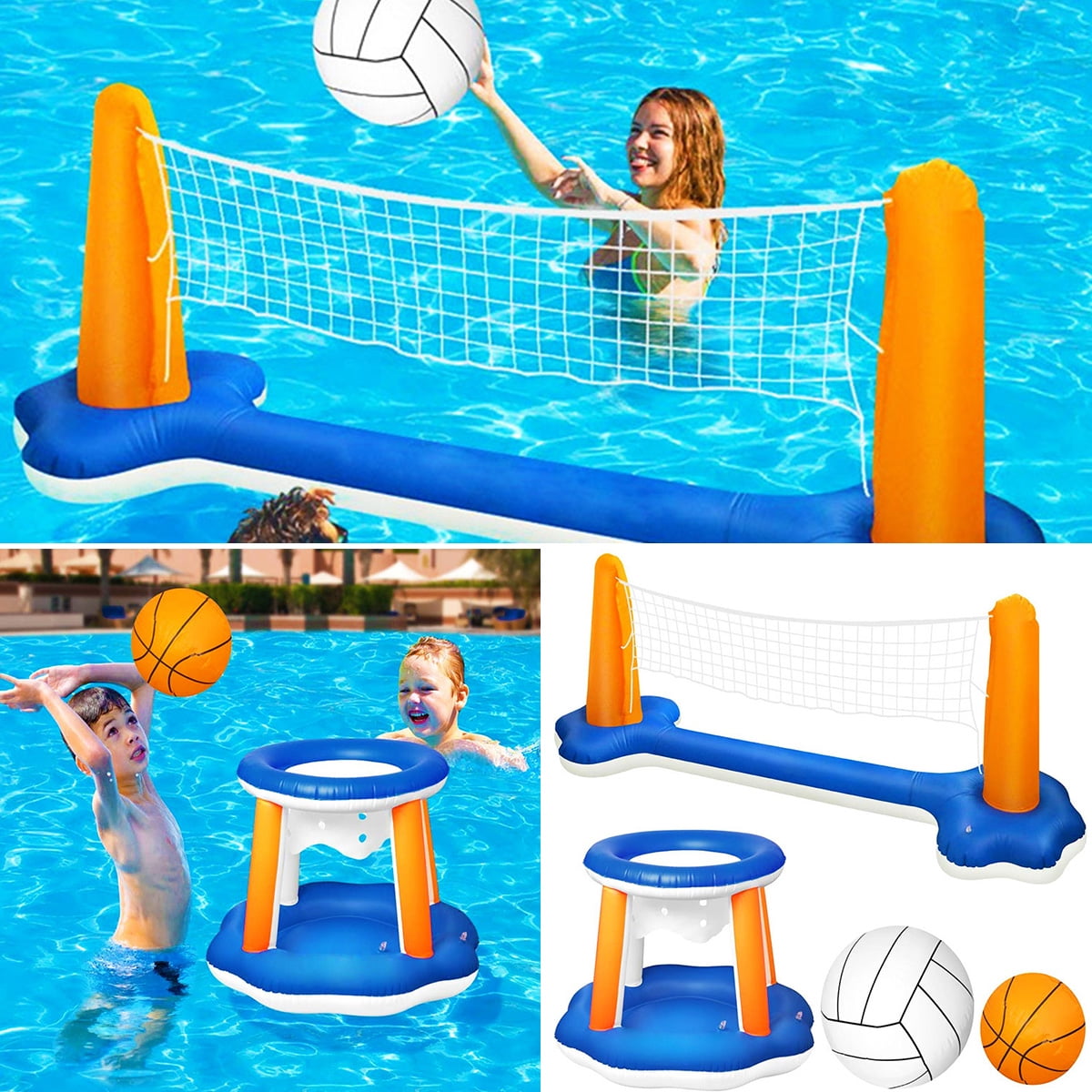 Splash N' Score Volleyball Water Polo Combo Swimming Pool Toy Set With Ball New 