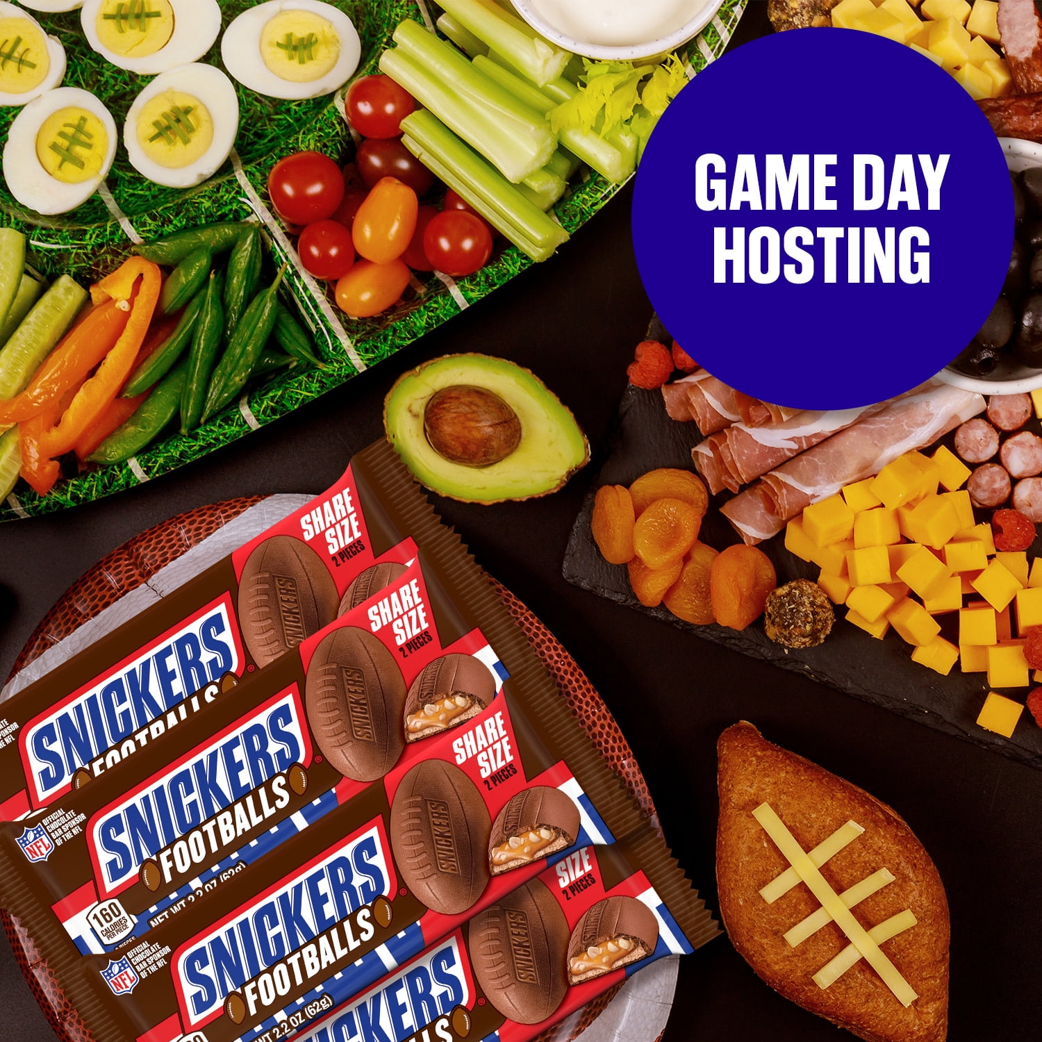 Snickers Football Milk Chocolate Bars, Share Size - 2.2 oz Pack