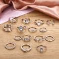 thumbnail image 4 of Grandest Birch 15Pcs/Set Finger Ring Individuality Creative Alloy Different Patterns Rhinestone Rings for Daily Life Alloy Silver, 4 of 8