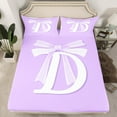 thumbnail image 2 of Erosebridal Initial D Letter Full Sheet Sets, Princess Bow Bedding Full Size, Purple Monogrammed Reversible Bed Sheets Full, Microfiber Room Decor, 4pcs, 2 of 7