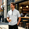 thumbnail image 7 of Sweatshirts For Men Short Sleeve Zip Up Mock Neck Sweatshirt Relaxed Fit Mens Casual Pullover Top with Pocket, 7 of 7
