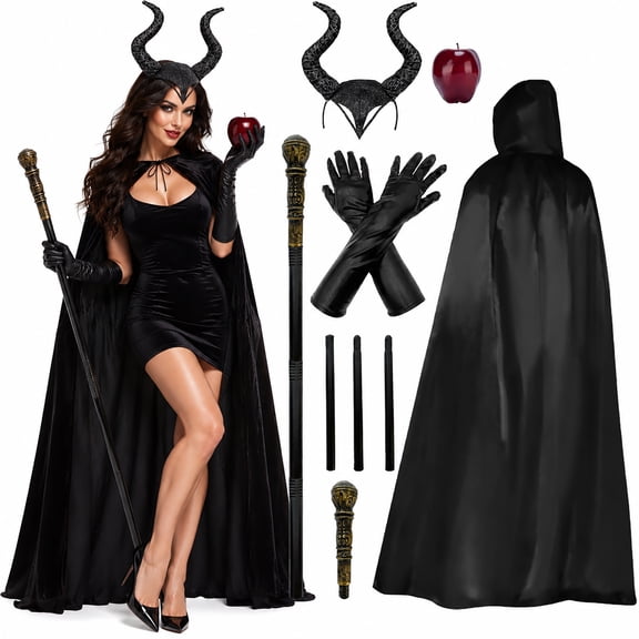 Forfamy Witch Halloween Costume Witch Women Horns Headband Headpiece for Halloween Cosplay Carnival