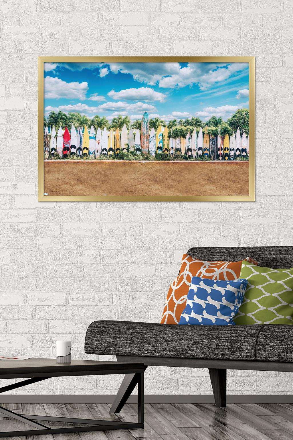 Surfboards in Maui, Hawaii Wall Poster, 22.375" x 34", Framed
