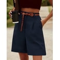 thumbnail image 3 of Zeagoo Womens Bermuda Shorts Casual Back Elastic Waist Wide Leg Shorts Knee Length Cargo with Pockets, 3 of 6