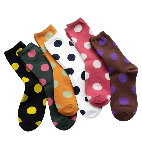 Tumao 6-Pair Women's Crew Socks, Womens Socks Polka-dot Above Ankle Novel, Soft Thin Lightweight Breathable Casual & Athletic