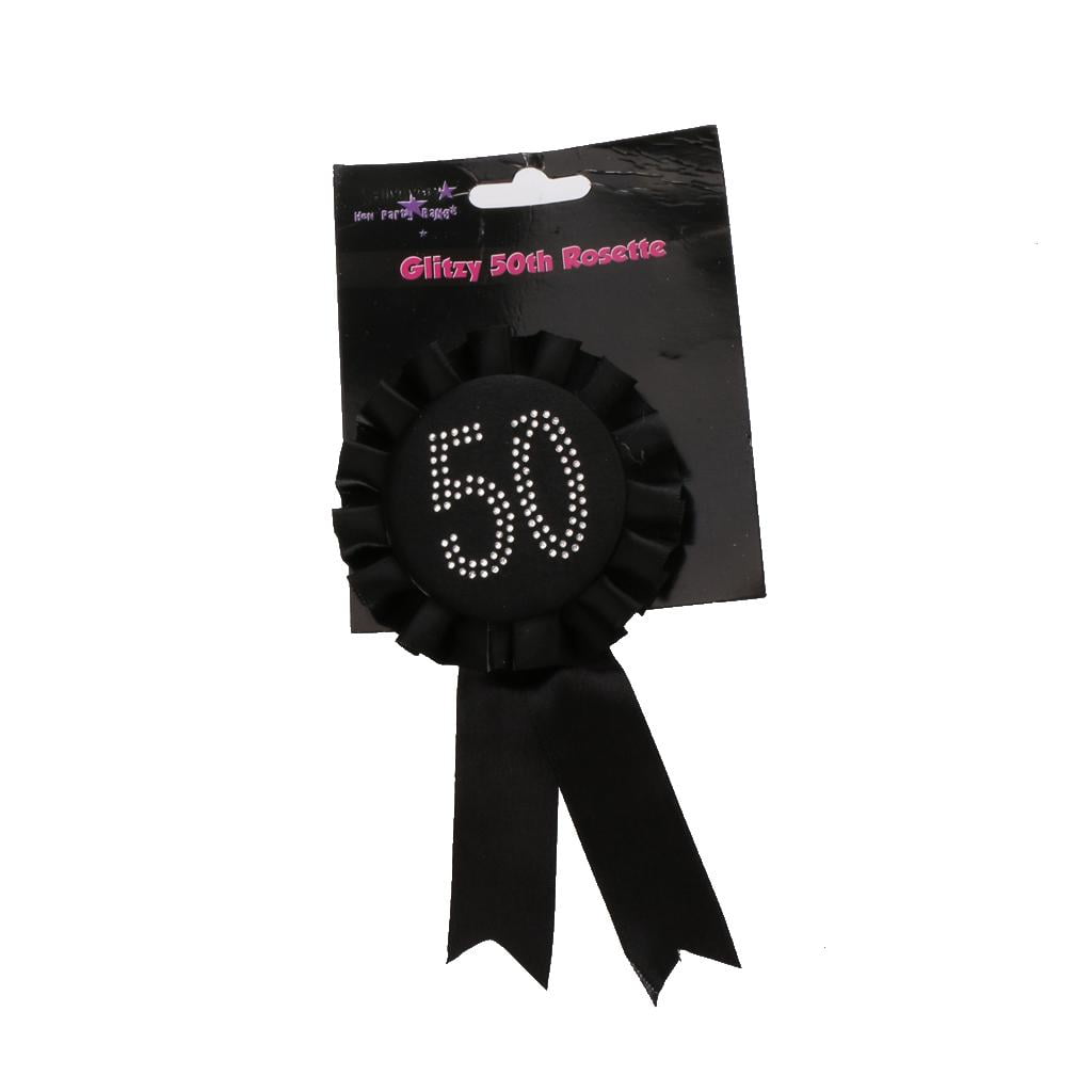 Diamante 18th Ribbon Rosette Badge Birthday Party Favour Black 