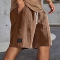 thumbnail image 2 of LIIPEE Men Casual Shorts Solid Color Loose Fit Elastic Waist Drawstring Jacquard Shorts With Pockets Male Breathable Hiking Shorts,Brown,L, 2 of 5