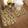 thumbnail image 2 of Honeii Vintage Black White Plaid Sunflowe Pattern Bathroom Anti-Skid Pad Bathroom Mat Vintage Seamless Pattern Not-Slip Toilet Rug Set, 2 of 6