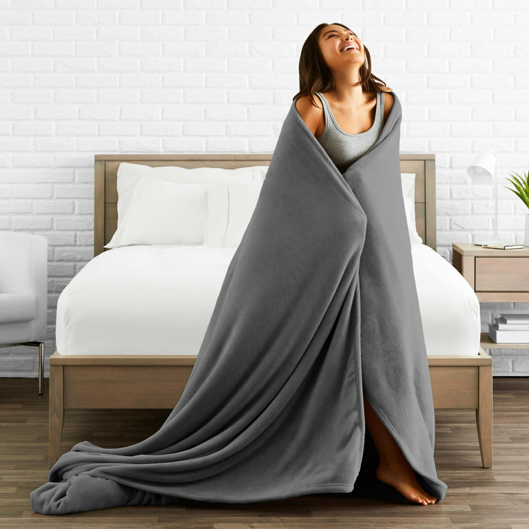 Bare Home Luxurious Ultra Soft Premium Microplush Fleece Blanket, Throw,  Gray 