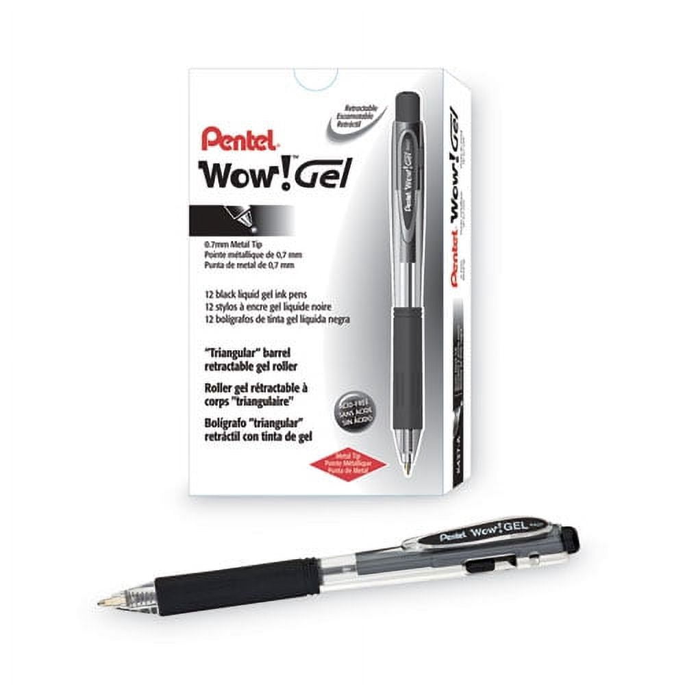 Wow! Gel Pen, Retractable, Medium 0.7 Mm, Black Ink, Clear/black Barrel, Dozen | Bundle of 5 Dozen
