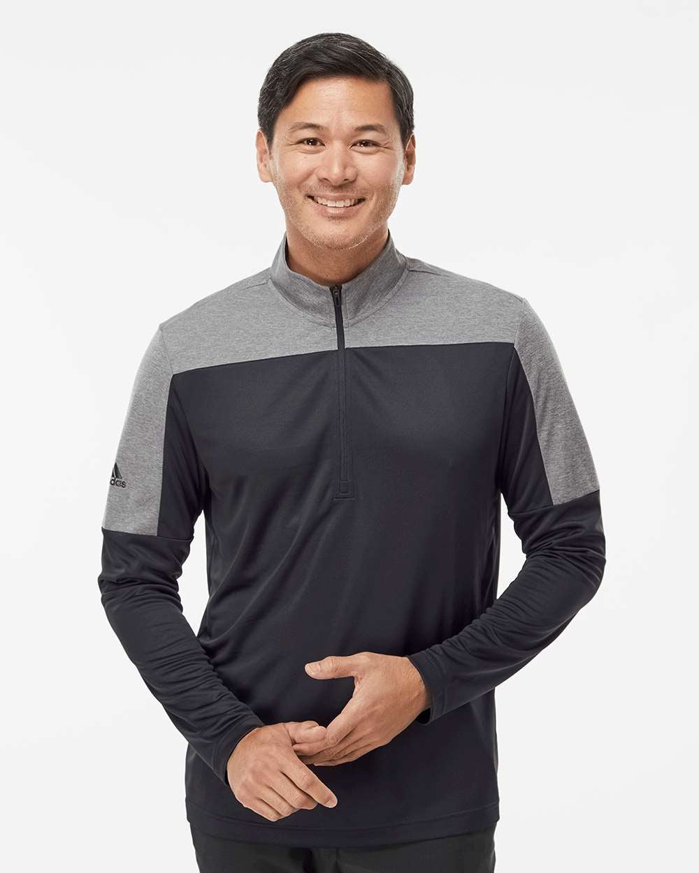 Adidas - Lightweight Quarter-Zip Pullover - A552 - Black/ Grey Three Melange