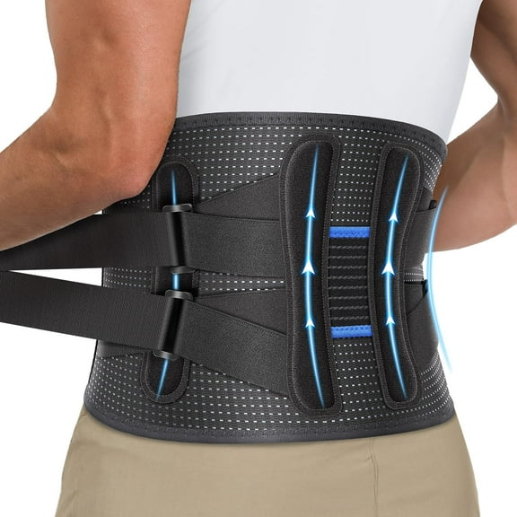 MUSICOZY Back Brace for Lower Back Pain Relief - Lumbar Support for Men & Women, Supportive Breathable and Adjustable Weight Lifting Belt for Herniated Discs, Heavy Lifting