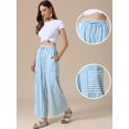 thumbnail image 2 of DARING DIVA Women's Striped Palazzo Lounge Pants Medium Light Blue, 2 of 6