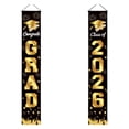 thumbnail image 2 of 2 Pcs Graduation Decorations 2026 Porch Banner Set, Congrats Grad Class of 2026 Black Banner 30X180cm for Door Porch Outdoor Party Decor, 2 of 9