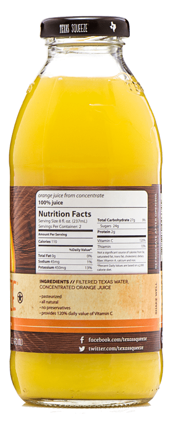 (Pack Of 12) Texas Squeeze Juice Orange 100% Non Gmo 16 Fo