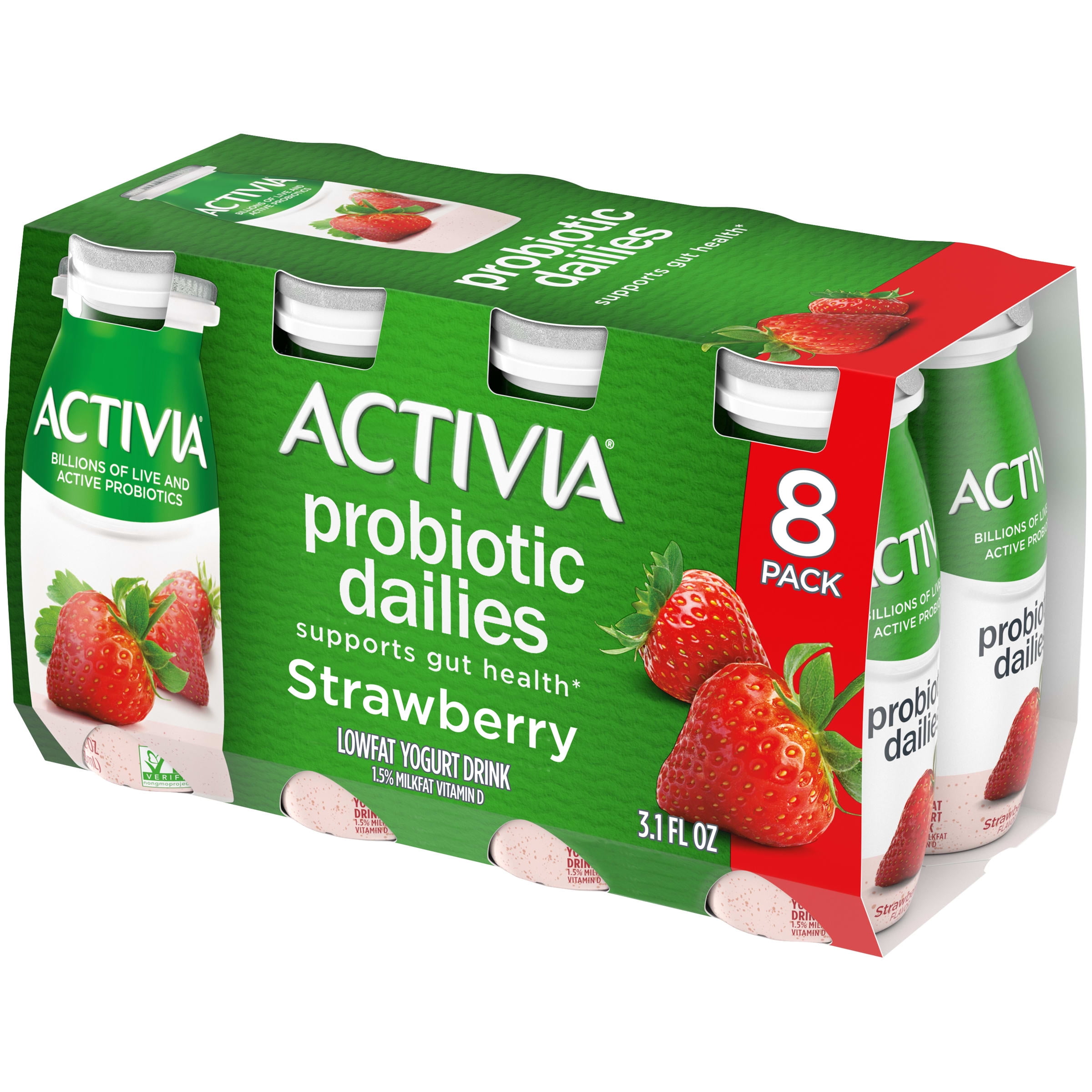 Activia Probiotic Dailies Strawberry Yogurt Drink, 3.1 Oz., 8 Count