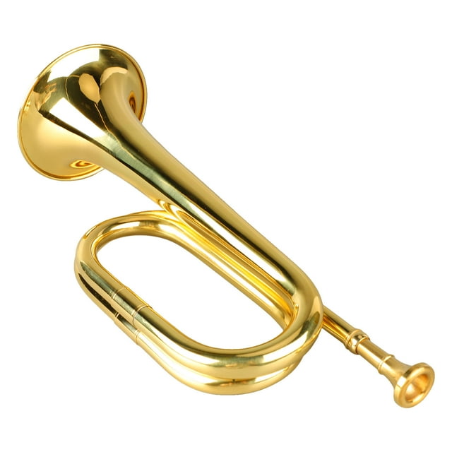 Trompeta de estilo militar con llave en C, de latón, fácil de tocar, con boquilla para principiantes, regalo dorado