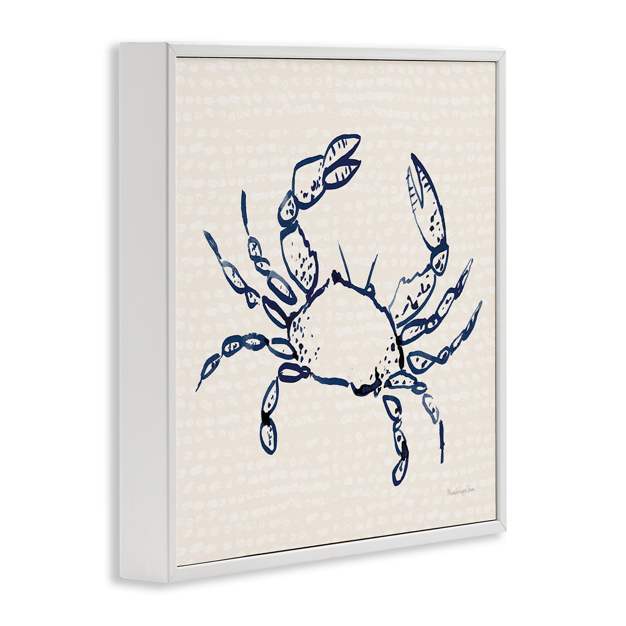 Stupell Industries Crab with Dotted Background Animals & Insects Painting White Framed Art Print Wall Art, 17 x 17