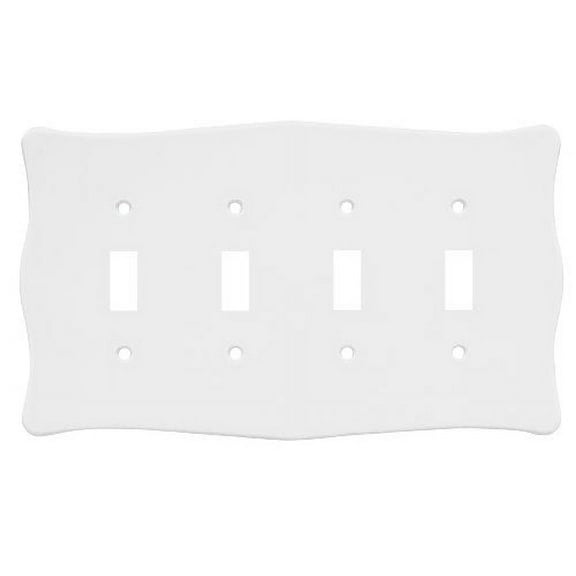 Brainerd 64602 Nylon Quad Toggle Switch Wall Plate / Switch Plate / Cover, White
