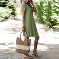 thumbnail image 5 of Horkkom A Line Dresses for Women V Neck Short Sleeve Zipper Mini Dresses Casual Beach Vacation Sundresses L, 5 of 9