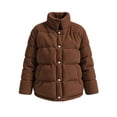 thumbnail image 3 of Lmueinov Womens Corduroy Puffer Jacket Outdoor Stand Collar Button Down Quilted Coats Fall Winter Casual Warm Outerwear Coat with Pockets, 3 of 5