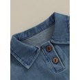 thumbnail image 5 of Suealasg Baby Boys Girls Denim Romper Letter Print Short Sleeve Turn-Down Collar Jumpsuits 3M 6M 12M 18M Infant Summer Casual Bodysuits Clothes, 5 of 9