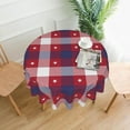 thumbnail image 2 of 4th of July Tablecloth Round 60 Inch Memorial Day Stars Round Tablecloth Patriotic Buffalo Plaid Checkered Star Decorative Table Cloth for Independence Day Parties Picnic Dining Room Table Decor, 2 of 5