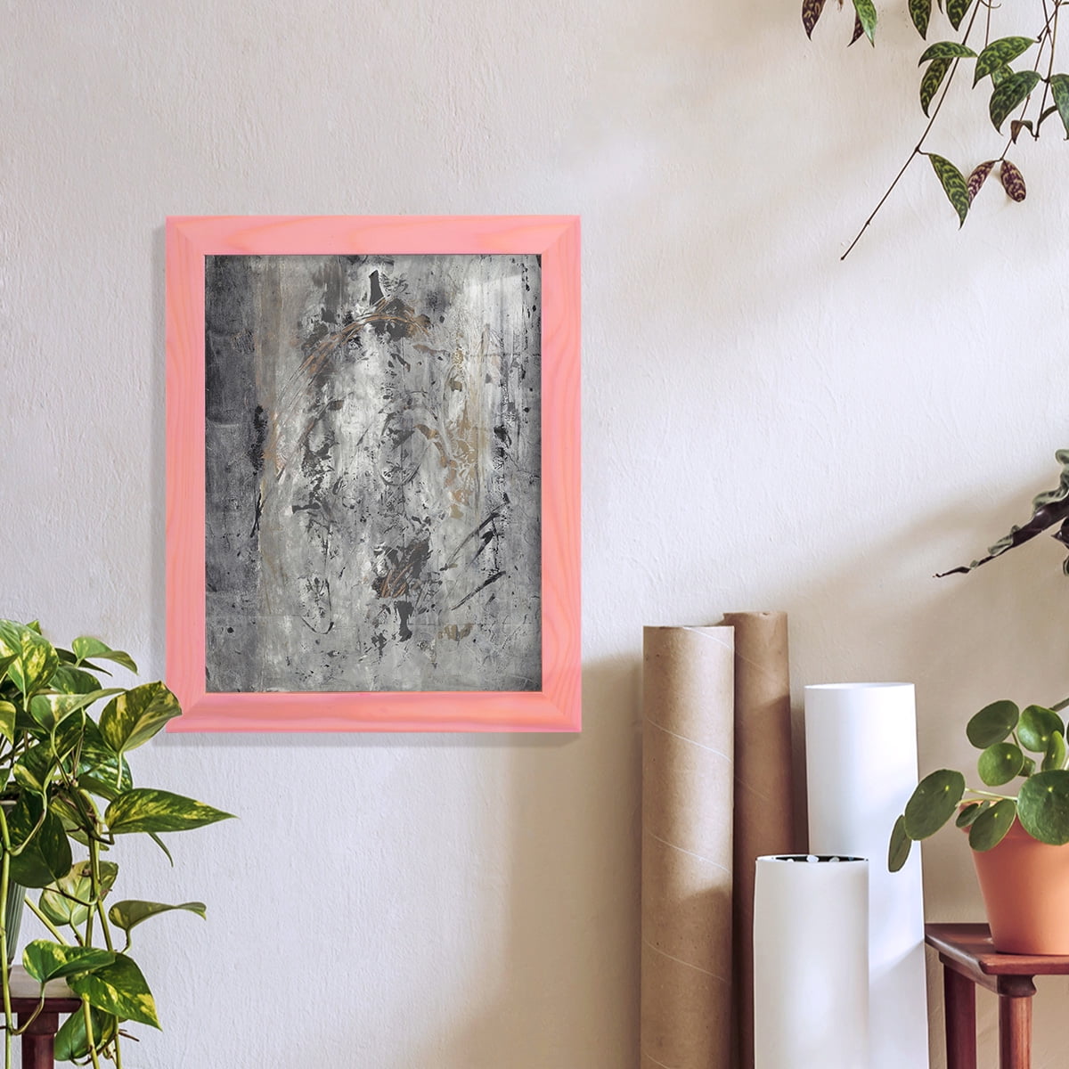 Ancient Marks II - Framed Print w/glass - Sunset Pink