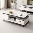 thumbnail image 2 of EDB010 Artisan Table Basse Texture Marbre Exquise-Blanc (100 cm), 2 of 3