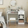 thumbnail image 4 of Costway White Computer Desk with Charging Station Drawer Removable & Adjustable Shelf, 4 of 9