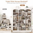 thumbnail image 5 of Homfa 18-Cube Bookcase and Bookshelves, 71.2" Triple Width 6 Tier Freestanding Arch Library Cabinet for Home Office Living Room, White Bark Texture & Walnut, 5 of 8