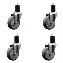4 Inch Gray Poly Wheel Swivel 1-3/4 Inch Expanding Stem Caster Set SCC