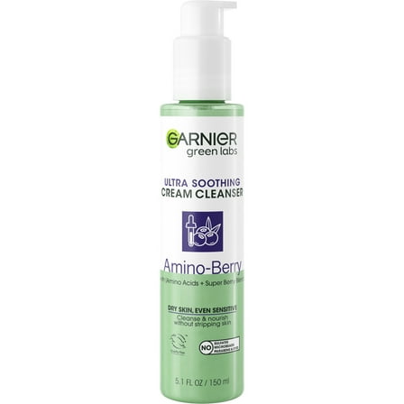 Garnier Green Labs Ultra Soothing Amino Berry Cream Cleanser Amino Berry, 5.07 fl oz