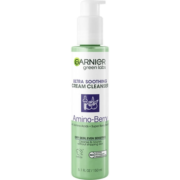 Garnier Green Labs Ultra Soothing Amino Berry Cream Cleanser Amino Berry, 5.07 fl oz