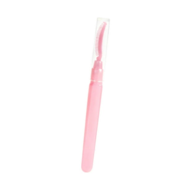 Cepillo de silicona para pestañas, herramienta cosmética resistente, peine separador de pestañas portátil con polvo Rosa