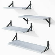 Floating Shelves for Wall, Rustic Gray Wall Shelves Different Sizes, Wall Mounted Wood Shelf for Living Room, Bathroom, Bedroom, Kitchen, Home Decor (Set of 4)