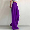 thumbnail image 2 of Women Wide Leg Dress Pants High Waist Elastic Back Business Casual Flowy Work Trousers Office Palazzo with Pockets Purple, 2 of 7