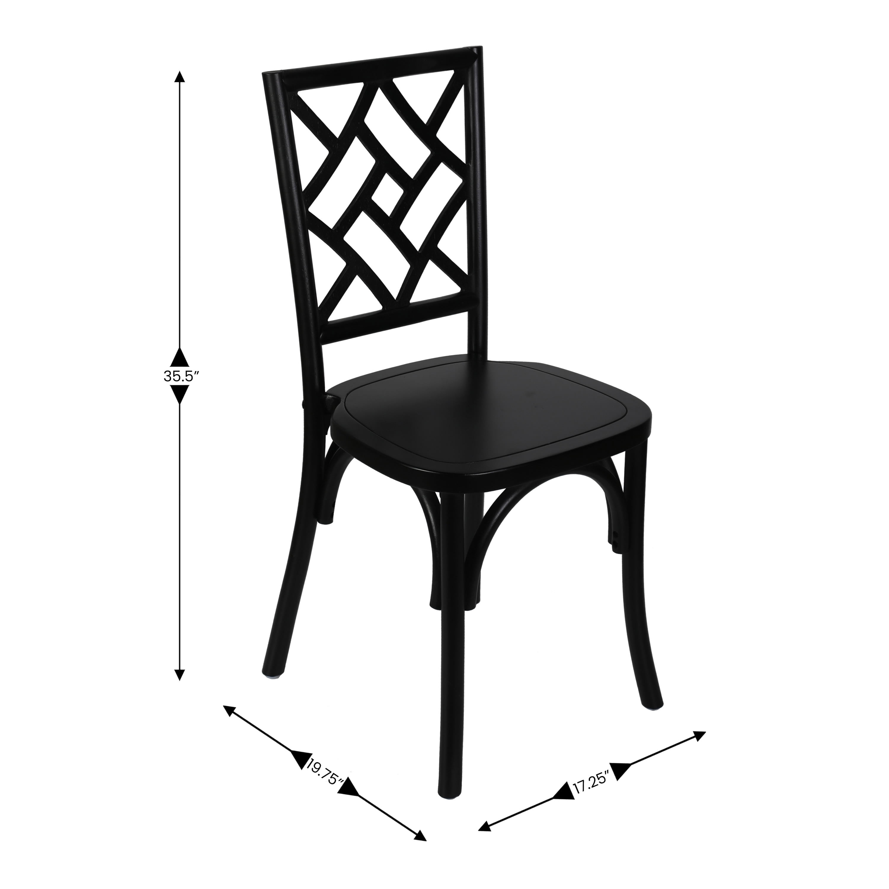 Merrick Lane Solid Wood Dining Chair with Stackable Design, Ornate Seat Back Accenting, and Elegant Finish in Black