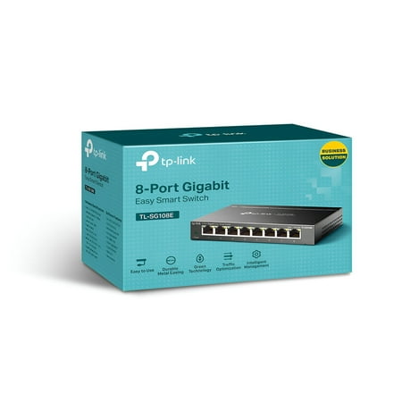 TP-Link - 8-Port 10/100/1000 Mbps Gigabit Smart Ethernet Metal Switch - Gray