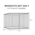 thumbnail image 3 of BPS 10' x 10' Gazebo Universal Mosquito Netting Screen Replacement, 4-Panel Screen Walls with Double Zippers for Outdoor Patio - Gray (Mosquito Net Only), 3 of 8