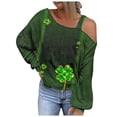 thumbnail image 2 of Chemises pour Femmes Mode Chandail Imprimé pour la Saint-Patrick Épaules Dénudées Graphique Manches Longues chandail, 2 of 5