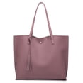 thumbnail image 1 of Dreubea Bolso de hombro de piel sintética suave para mujer, bolso de mano con borlas de gran capacidad, 1 of 5