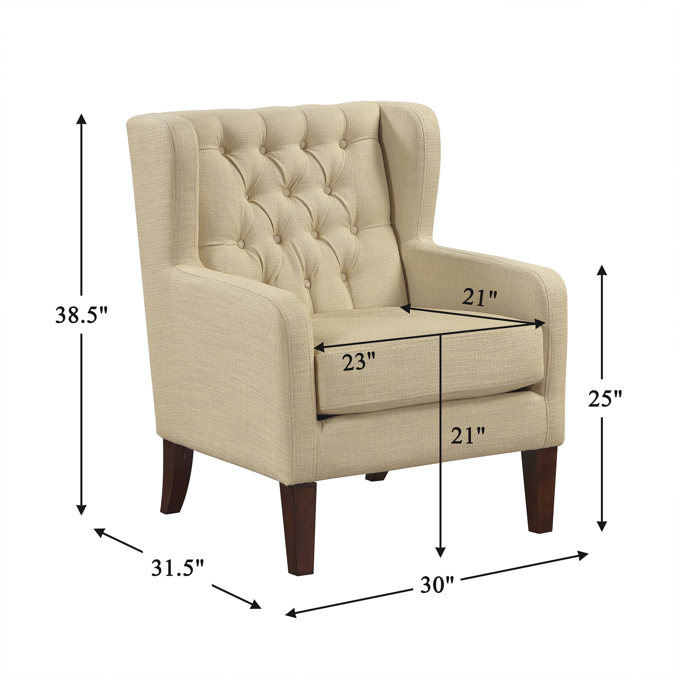 OakvillePark Varen Textured Fabric Buttom-Tufted Wing Back Accent Chair, Beige