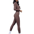 thumbnail image 2 of SEARCHI Women Yoga Jumpsuits  Piece Workout Ribbed Long Sleeve Rompers Square Neck Sport Exercise Jumpsuits, 2 of 7