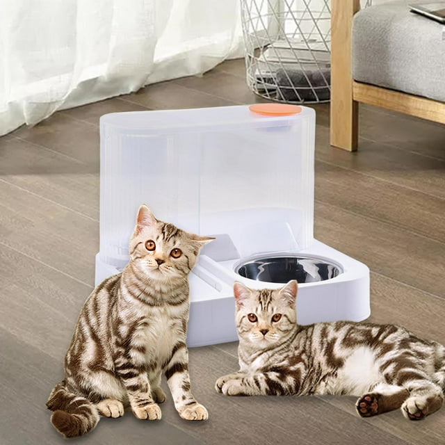 Comedero para gatos y dispensador de agua, estación de alimentación para mascotas, cuenco de comida, platos para perros y gatos, comedero y bebedero 2 Con cuenco de acero